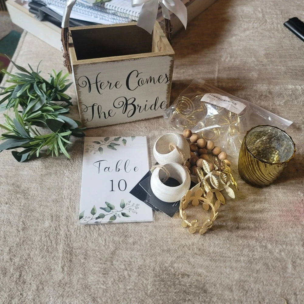 Rustic Shabby Chic Wedding Decor Bundle Flower Girl Basket Table Numbers